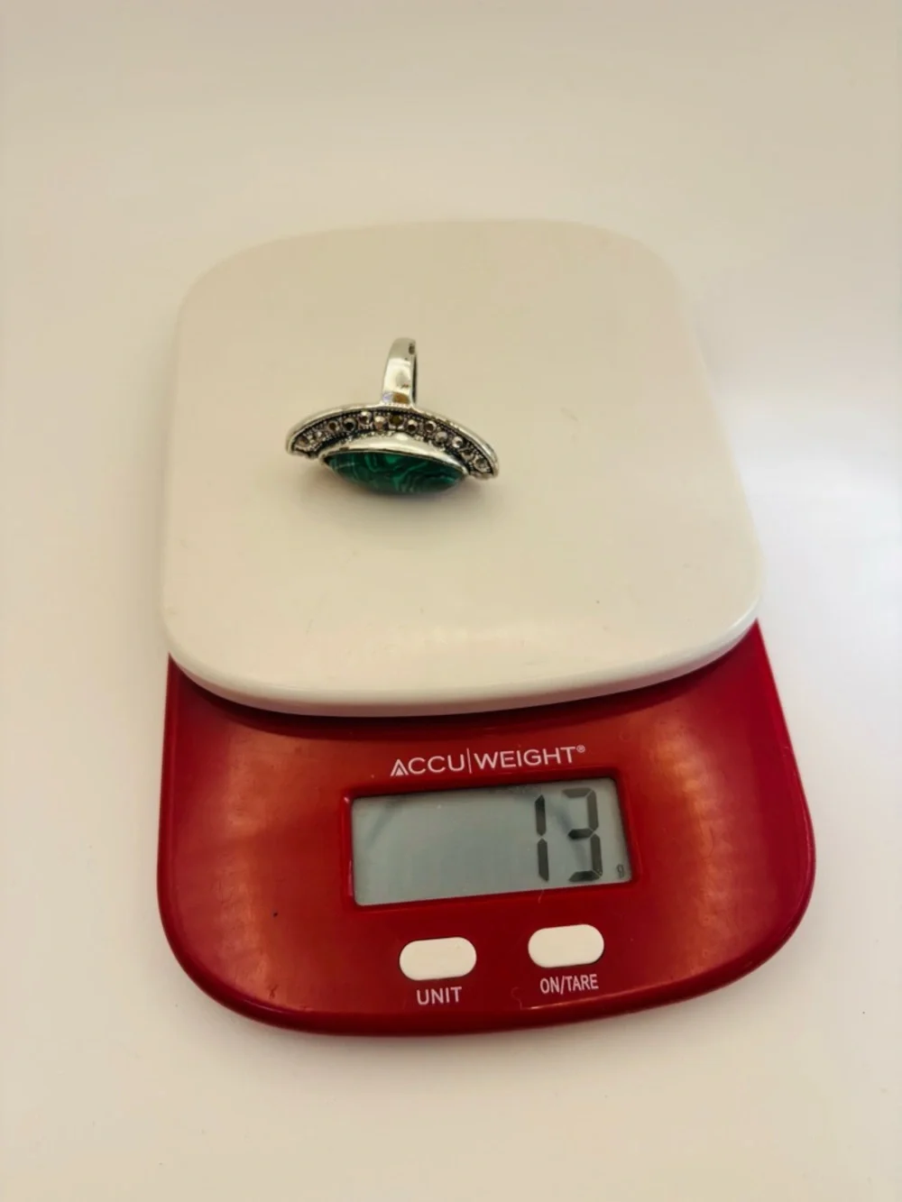 Statement Green Malachite Ring – Size 9, Silver-Tone Band - Picture 10 of 10